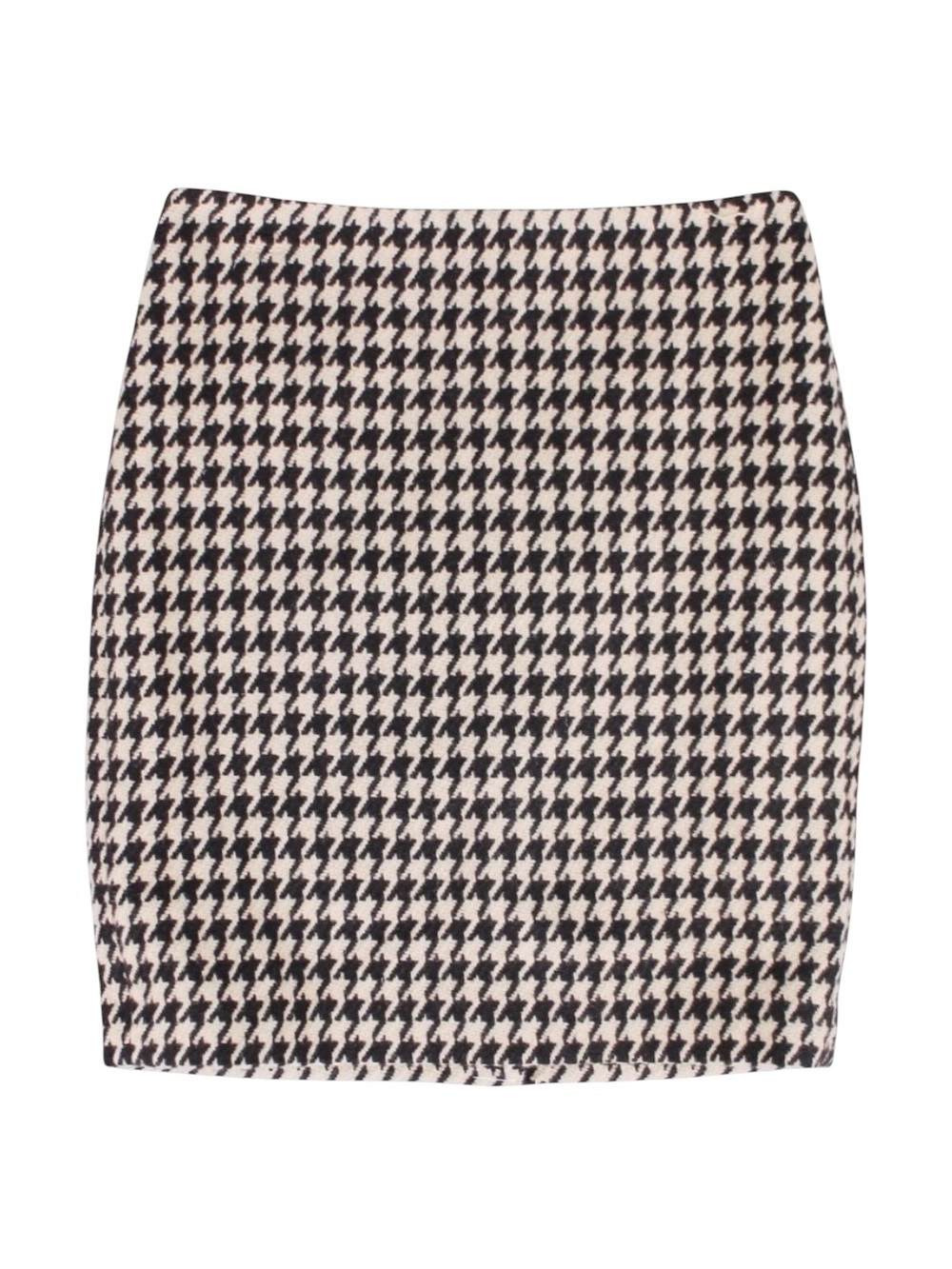 Talbots Houndstooth Pencil Skirt Women's Size 2 Black Tan Wool Blend Lined - Picture 1 of 4